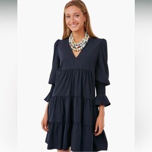 Pomander Place Navy Tiered Dress